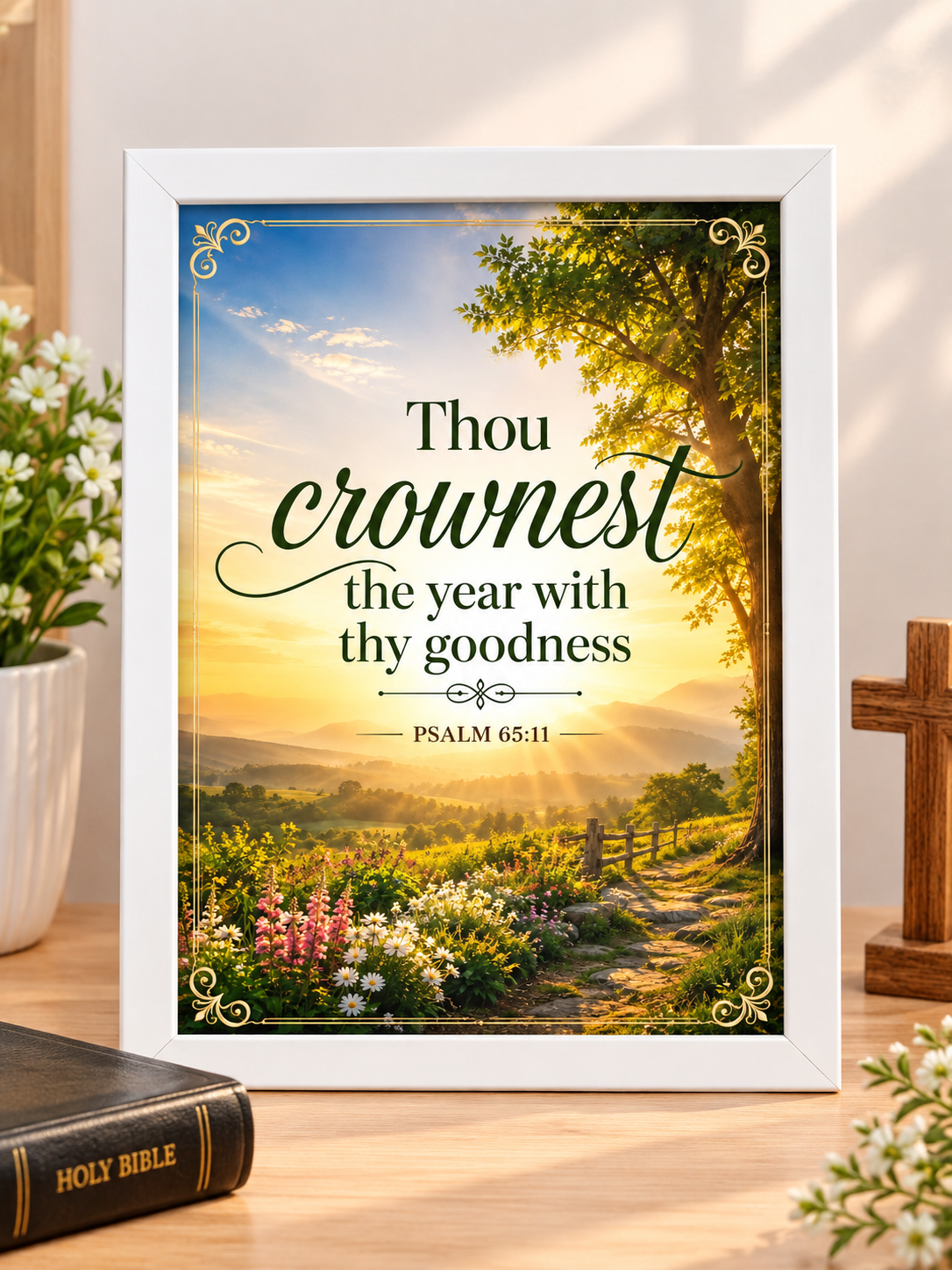 Bible Verse Frame, Psalm 65:11 A4 – Thou Crownest the Year