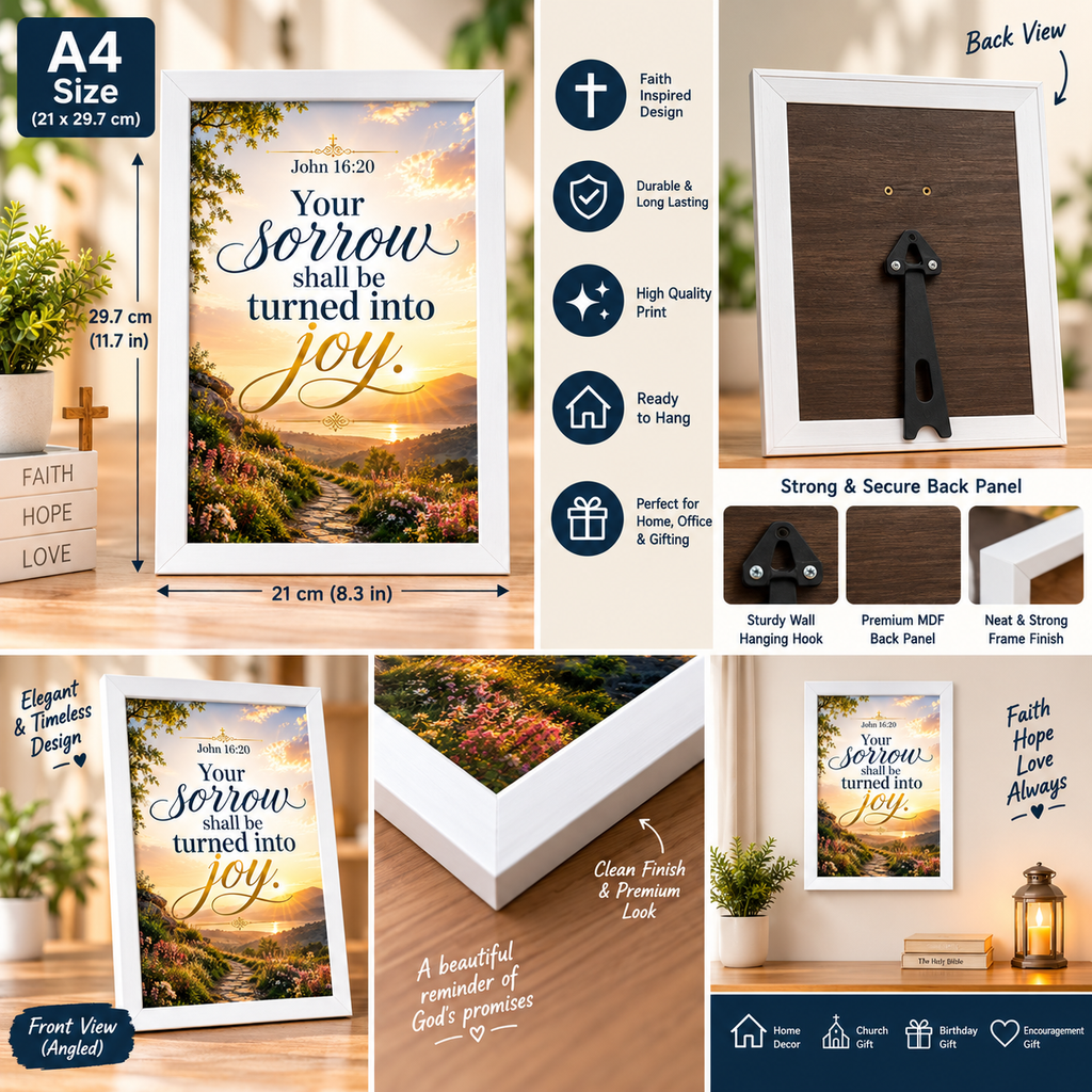 Bible Verse Frame, John 16:20 A4 – Sorrow Turned into Joy