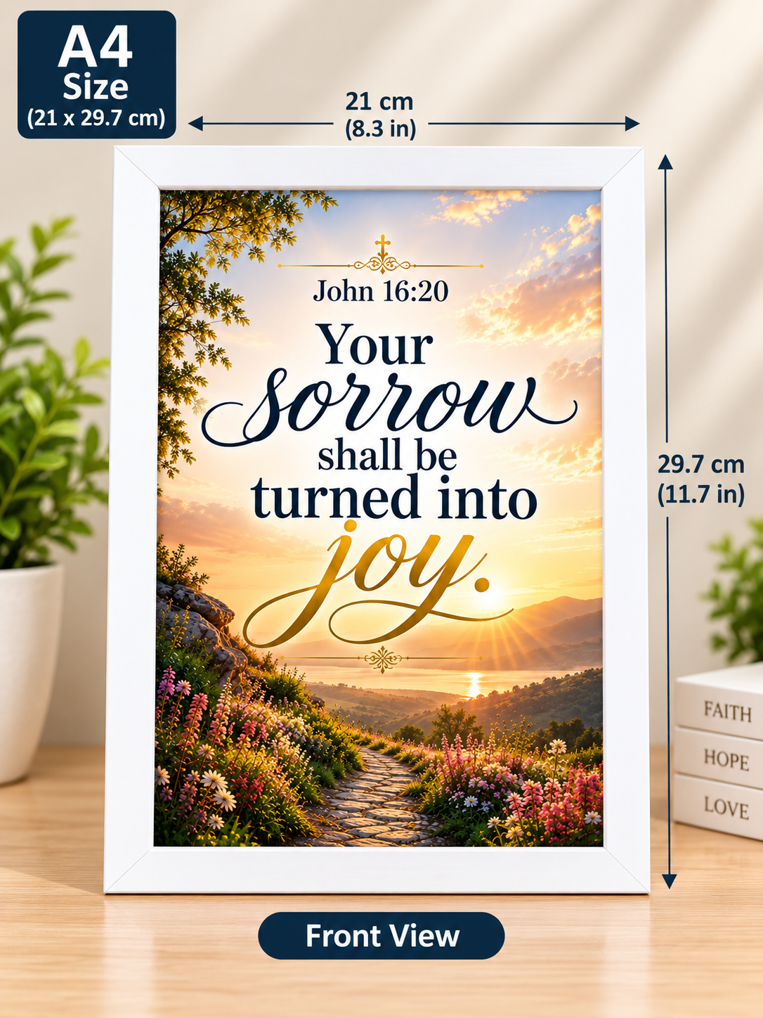 Bible Verse Frame, John 16:20 A4 – Sorrow Turned into Joy