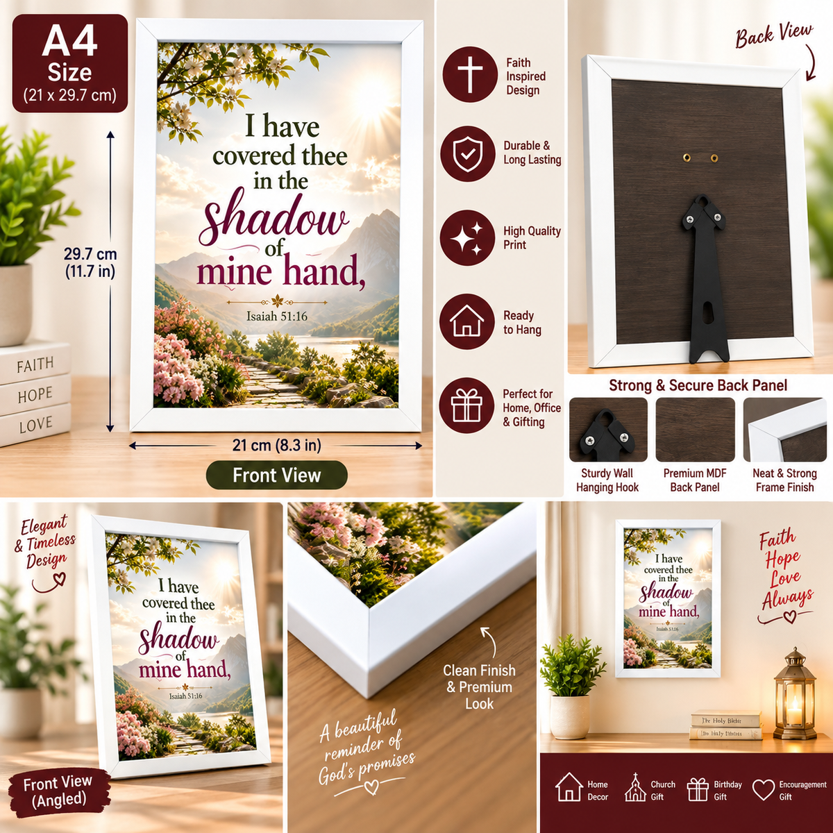 Bible Verse Frame, Isaiah 51:16 A4 – Shadow of Mine Hand