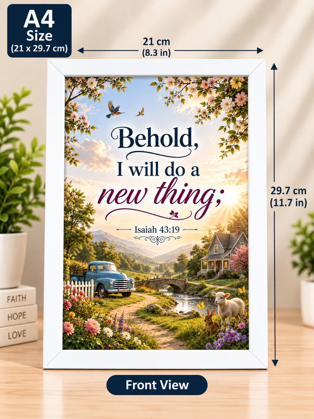 Bible Verse Frame, Isaiah 43:19 A4 – White Frame