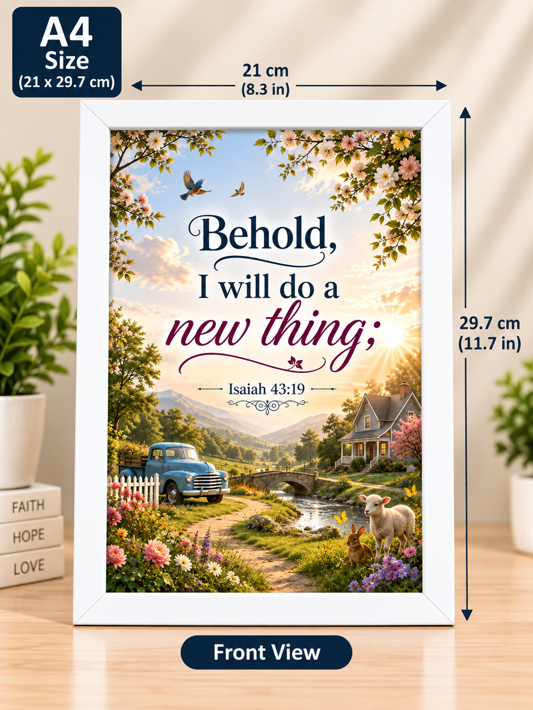Bible Verse Frame, Isaiah 43:19 A4 – White Frame