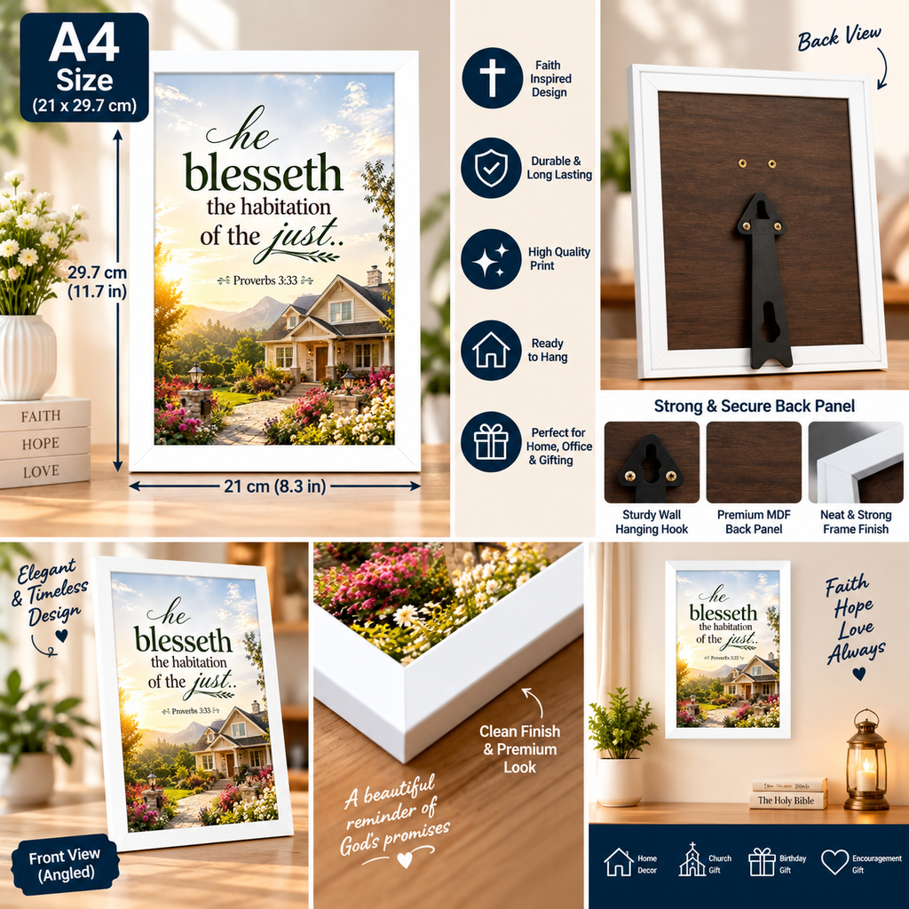 Bible Verse Frame, Proverbs 3:33 A4 – He Blesseth the Habitation