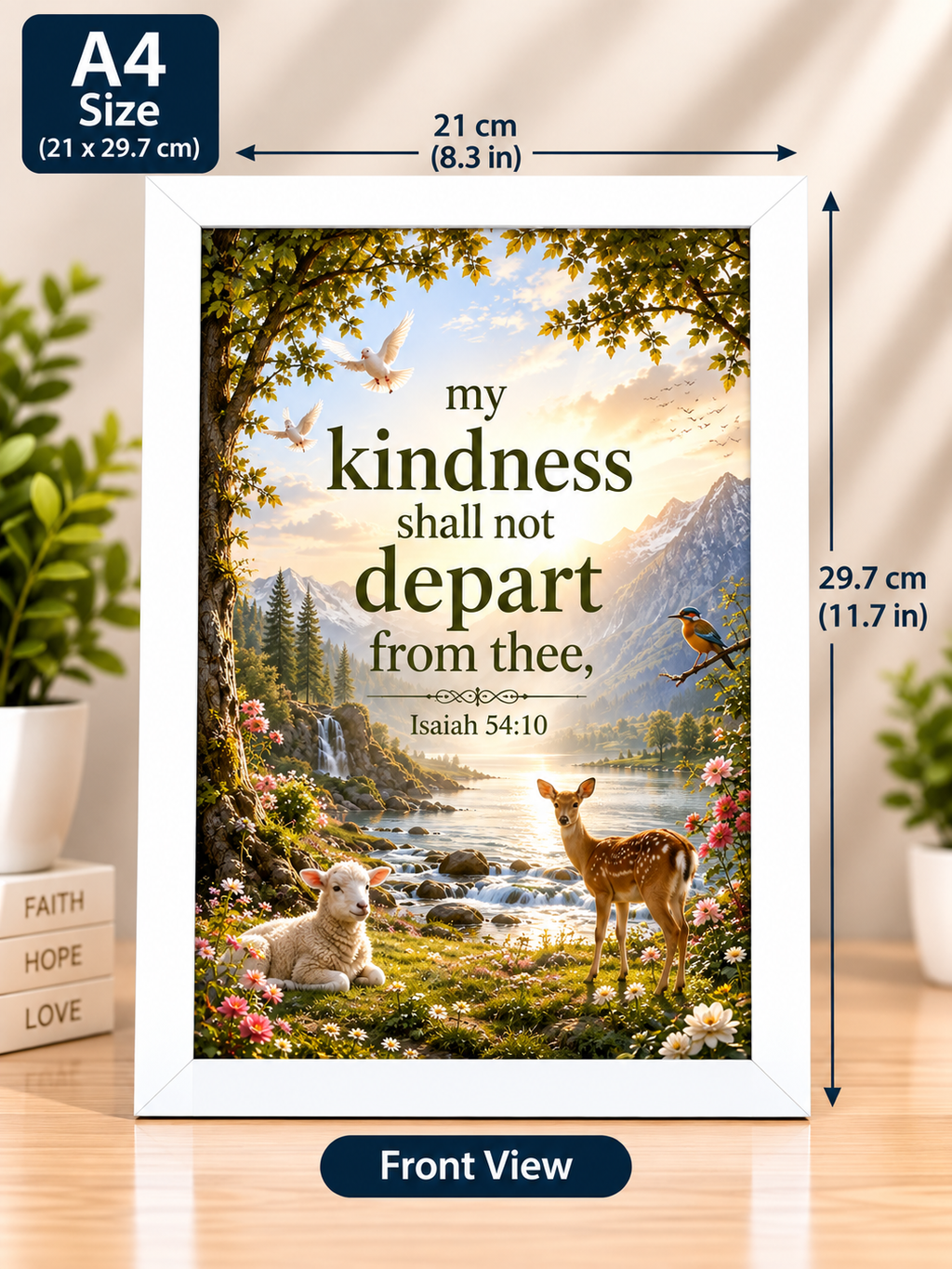Bible Verse Frame, Isaiah 54:10 A4 – My Kindness Shall Not Depart