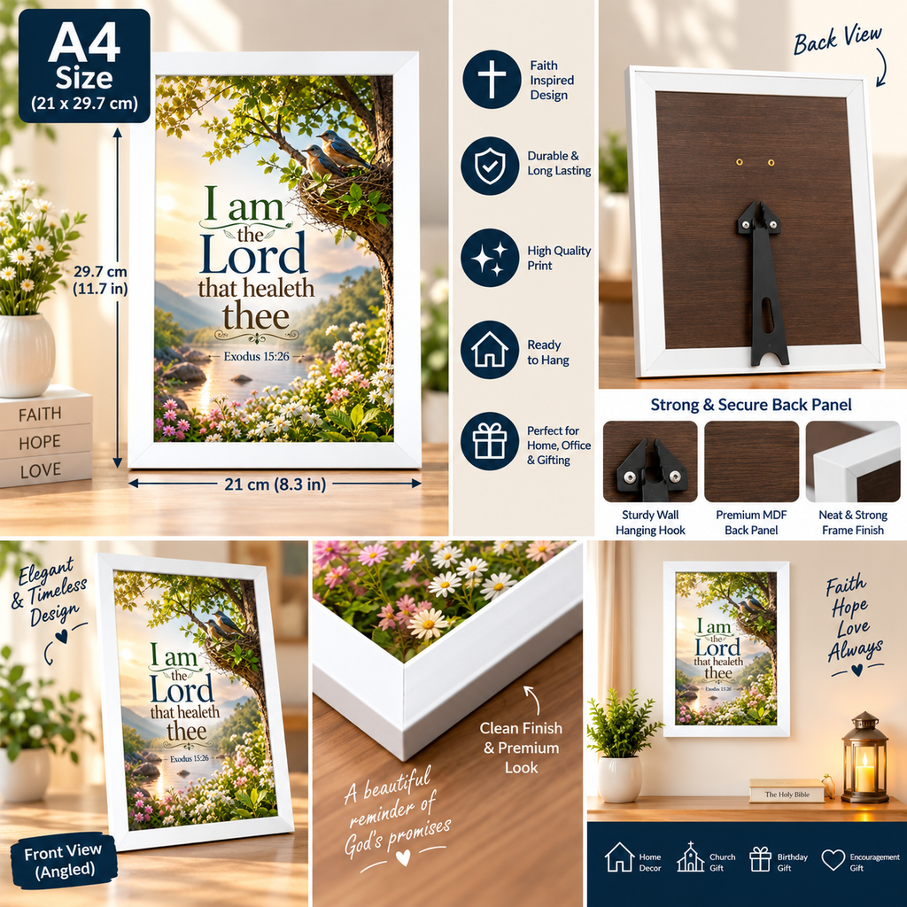 Bible Verse Frame, Exodus 15:26 A4 – I Am the Lord That Healeth Thee