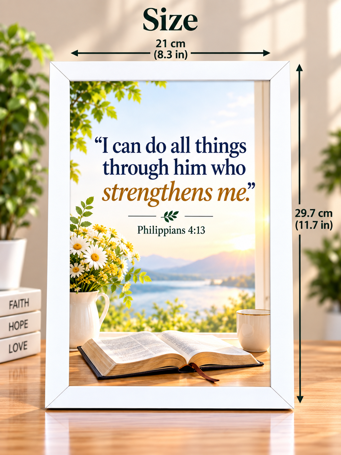 Bible Verse Frame, Philippians 4:13 A4 – White Frame