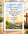 Bible Verse Frame, Psalm 34:18 A4 – White Frame