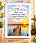 Bible Verse Frame, Psalm 37:23-24 A4 – White Frame