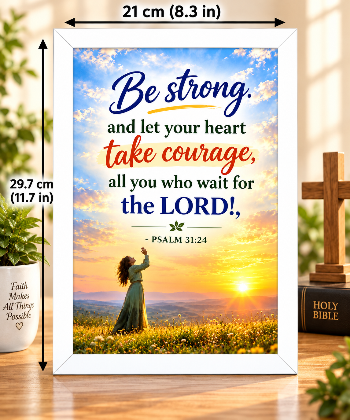 Bible Verse Frame, Psalm 31:24 A4 – Sunrise Landscape