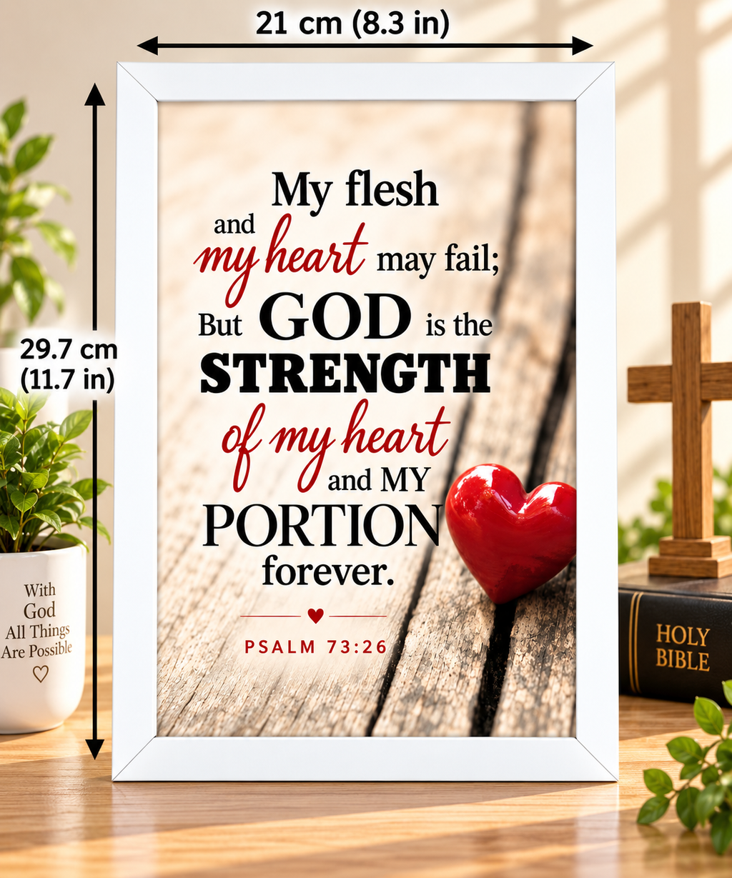 Bible Verse Frame, Psalm 73:26 A4 – White Frame