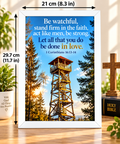Bible Verse Frame, 1 Corinthians 16:13-14 A4 – Be Watchful