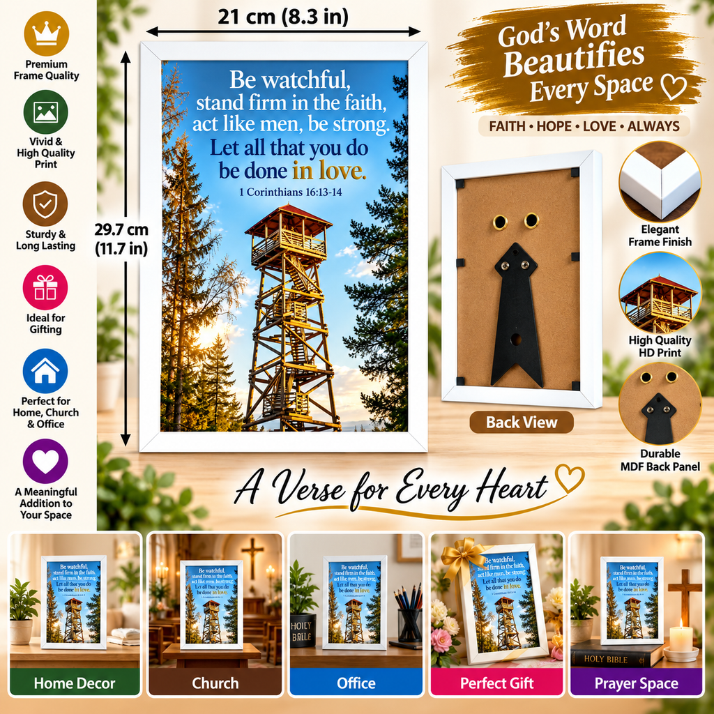 Bible Verse Frame, 1 Corinthians 16:13-14 A4 – Be Watchful