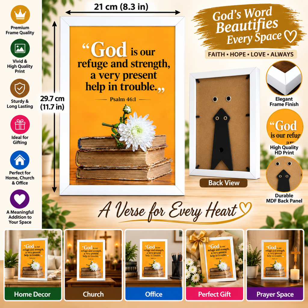 Bible Verse Frame, Psalm 46:1 A4