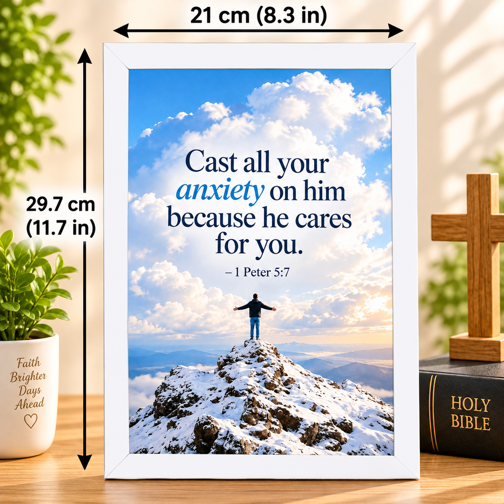 Bible Verse Frame, 1 Peter 5:7 A4 – Cast Your Anxiety