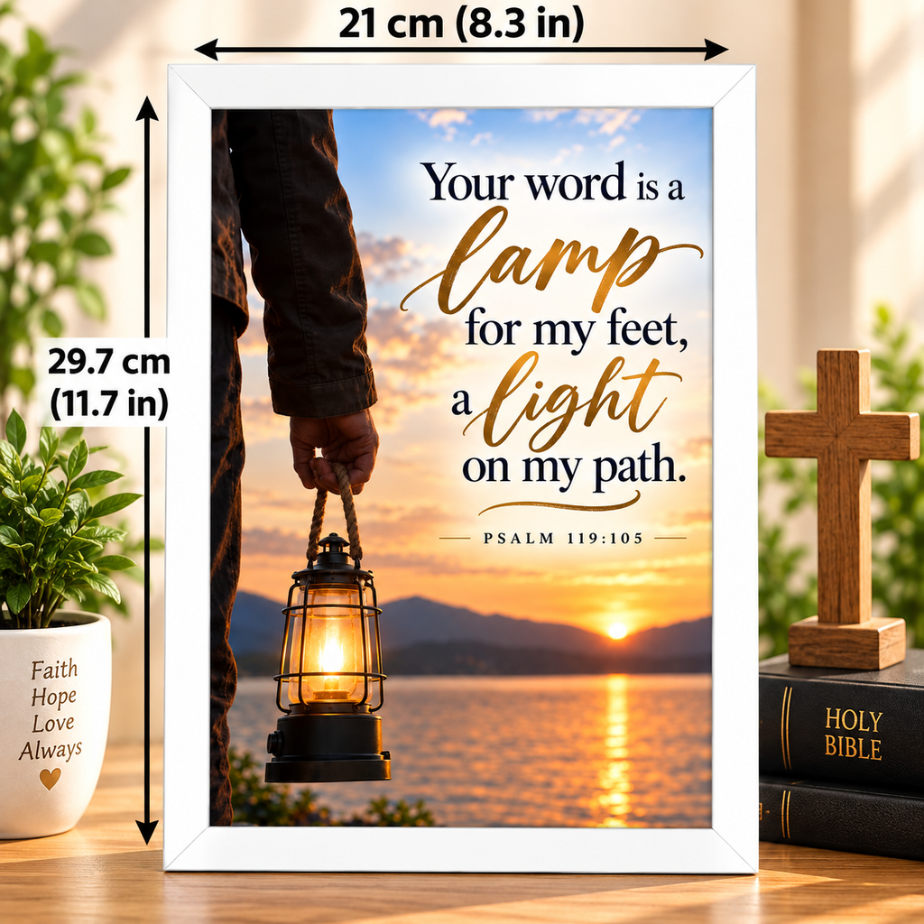 Bible Verse Frame, Psalm 119:105 A4 – Lamp for My Feet