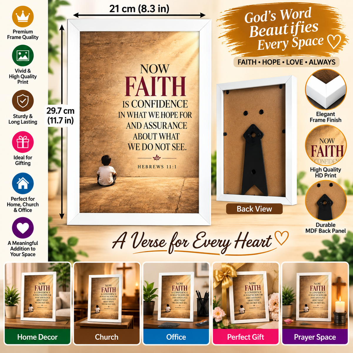 Bible Verse Frame, Hebrews 11:1 A4 – Now Faith Is Confidence