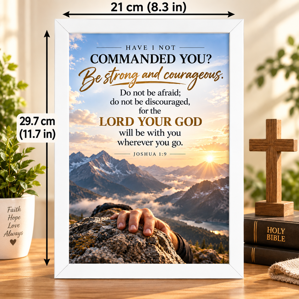 Bible Verse Frame, Joshua 1:9 A4 – Be Strong & Courageous