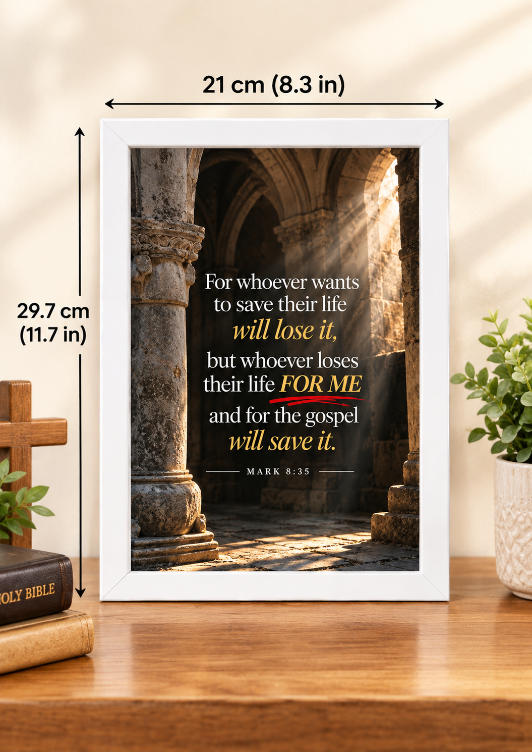 Bible Verse Frame, Mark 8:35 A4 – For Me & the Gospel