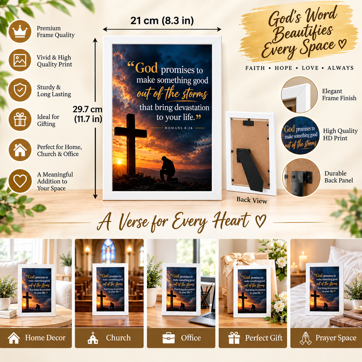 Bible Verse Frame, Romans 8:28 A4 – God Promises