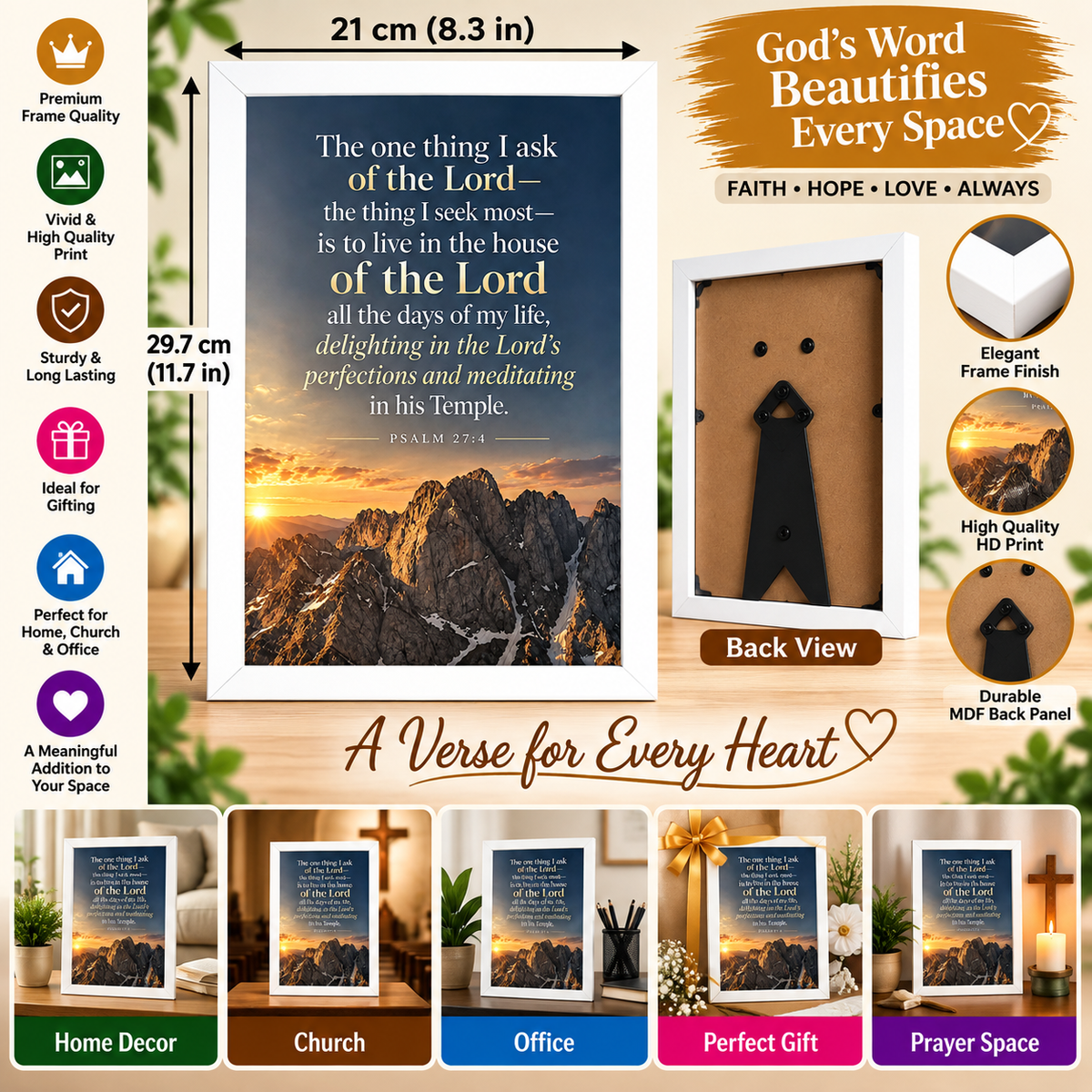 Bible Verse Frame, Psalm 27:4 A4 – The One Thing I Ask