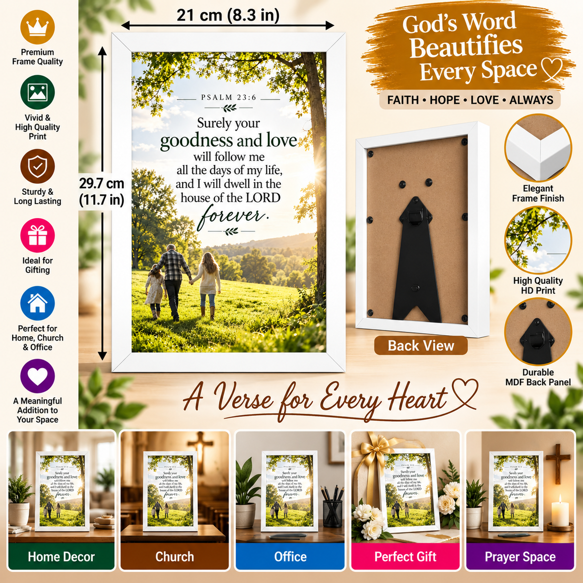 Bible Verse Frame, Psalm 23:6 A4 – Goodness and Love