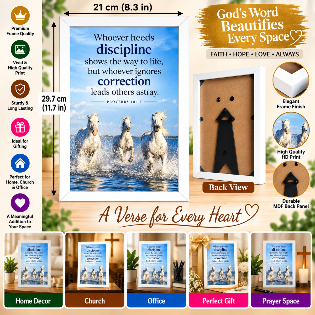 Bible Verse Frame, Proverbs 10:17 A4 – Discipline & Correction