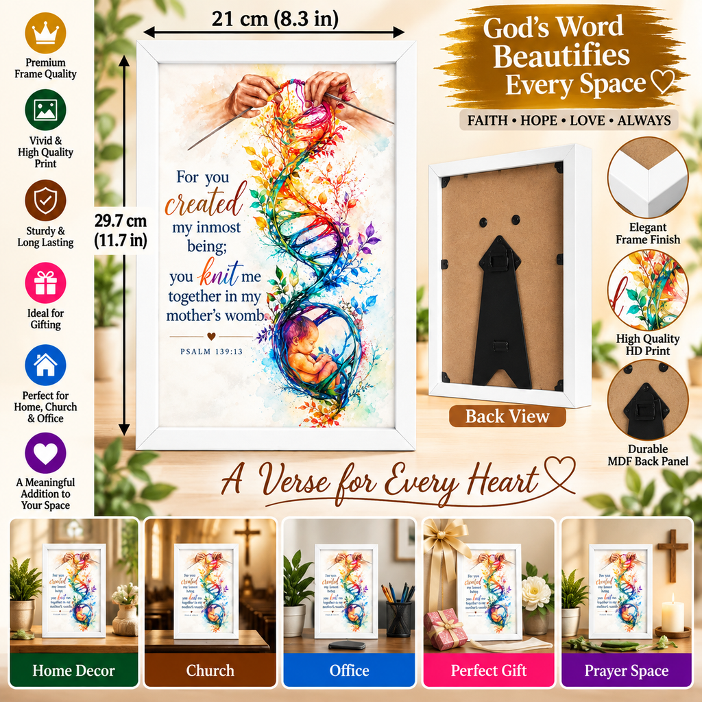 Bible Verse Frame, Psalm 139:13 A4 – You Knit Me Together