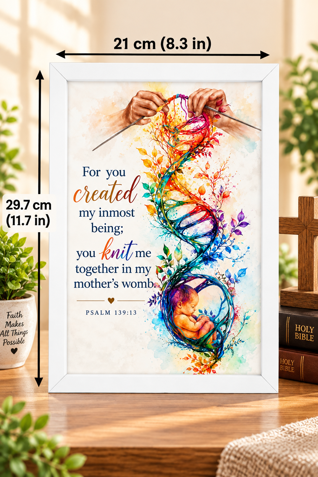 Bible Verse Frame, Psalm 139:13 A4 – You Knit Me Together