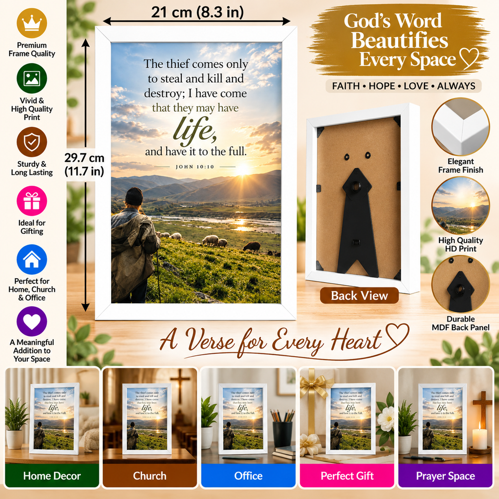 Bible Verse Frame, John 10:10 A4 – Life to the Full
