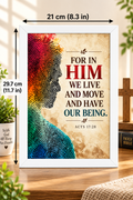 Bible Verse Frame, Acts 17:28 A4 – In Him We Live