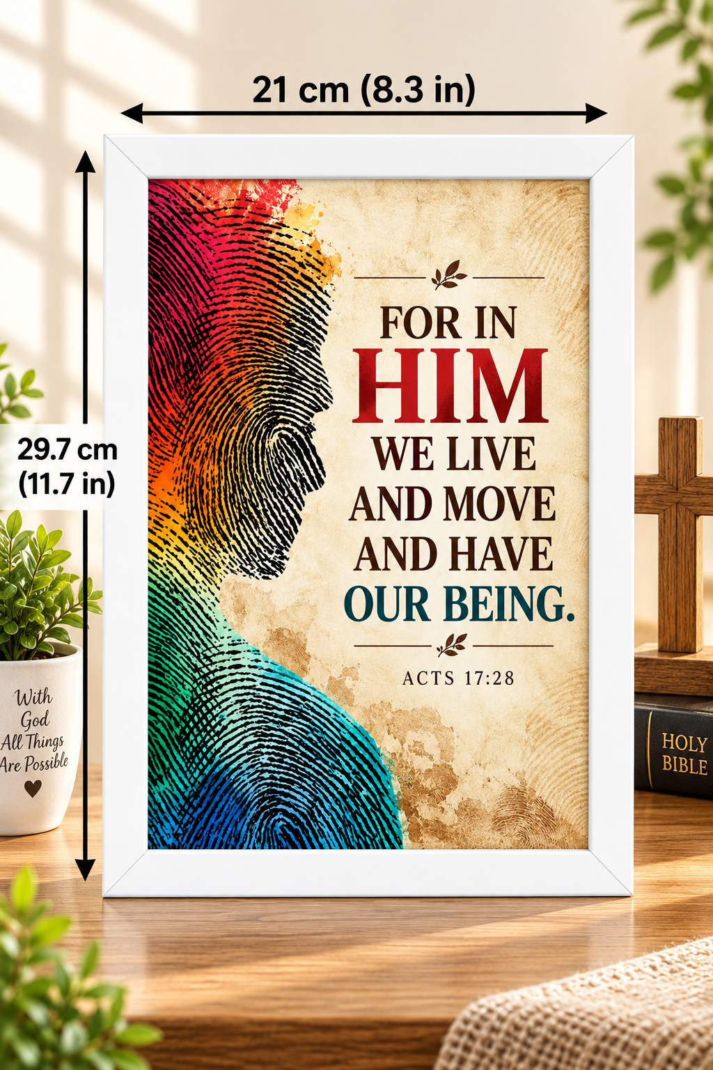 Bible Verse Frame, Acts 17:28 A4 – In Him We Live
