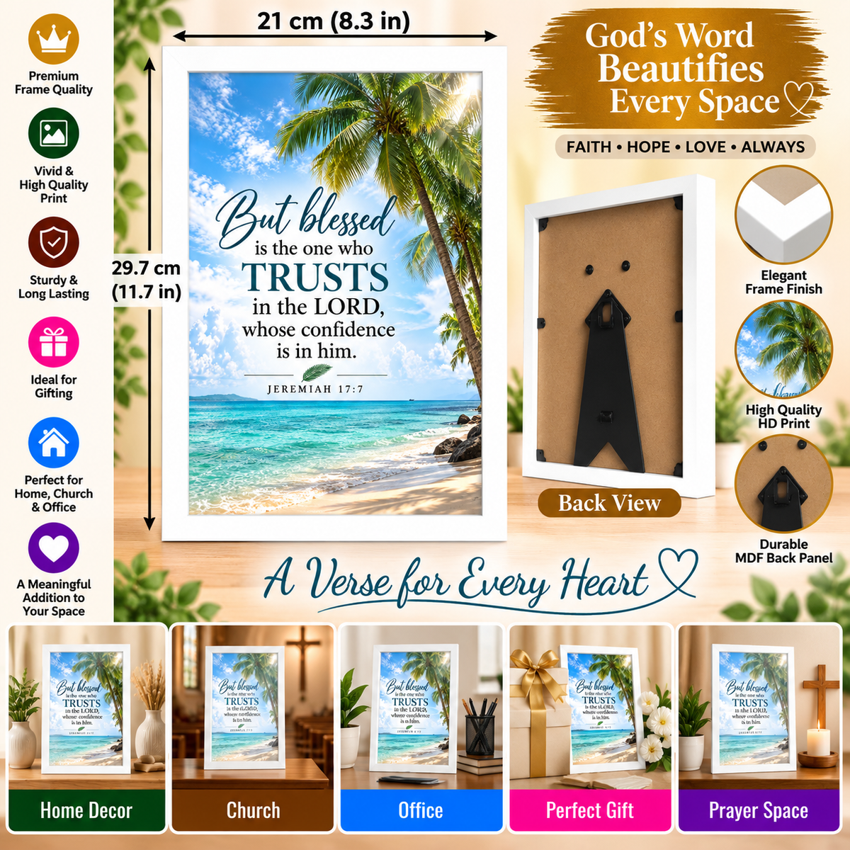 Bible Verse Frame, Jeremiah 17:7 A4 – Trusts in the Lord