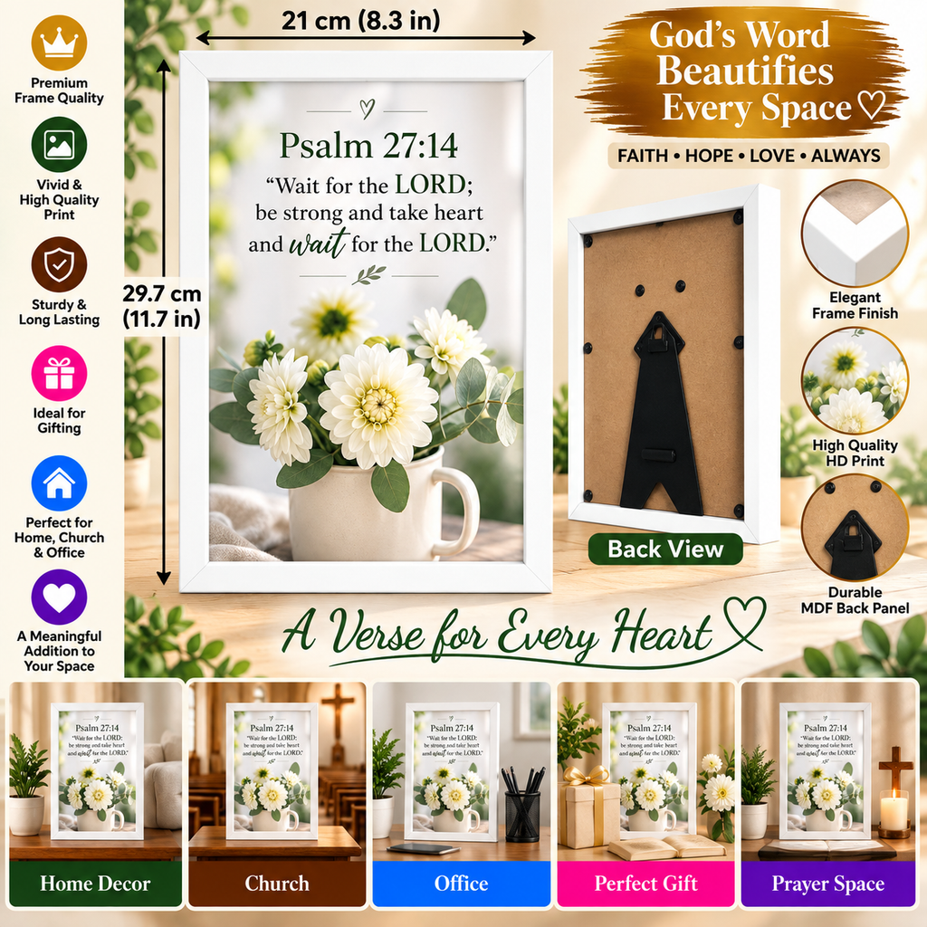 Bible Verse Frame, Psalm 27:14 A4 – Wait for the Lord