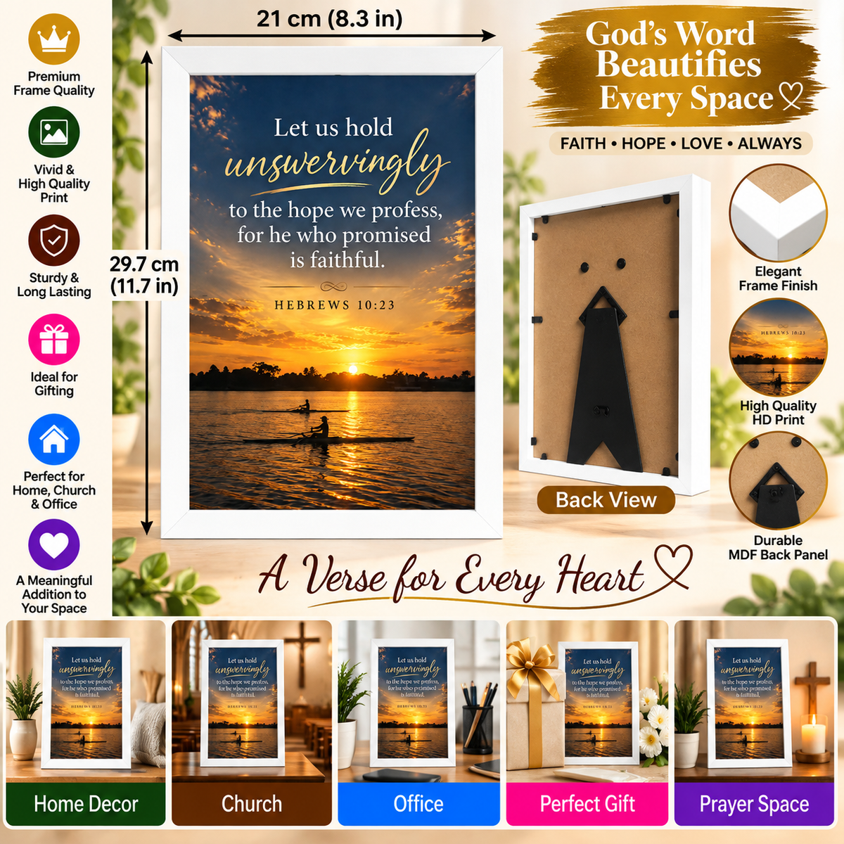 Bible Verse Frame, Hebrews 10:23 A4 – Hold Unswervingly