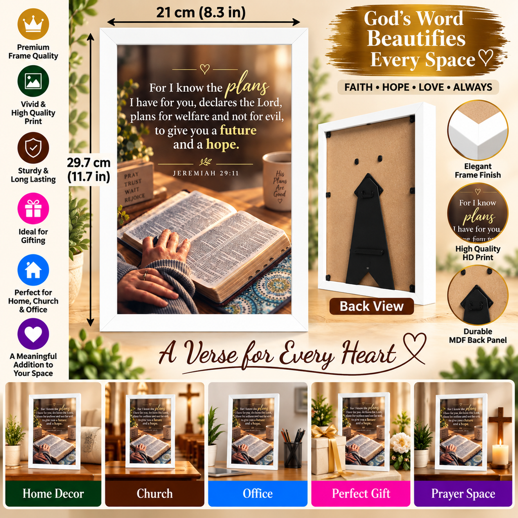 Bible Verse Frame, Jeremiah 29:11 A4 – Future & Hope