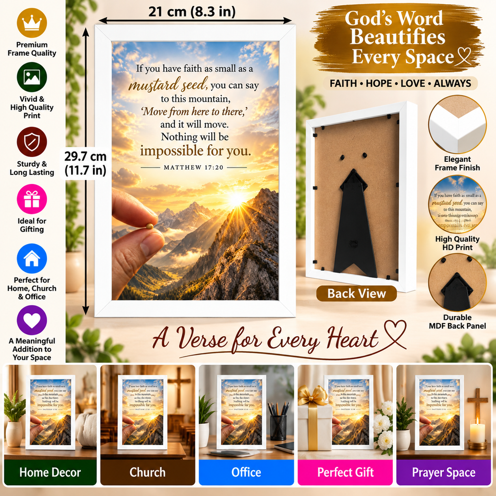 Bible Verse Frame, Matthew 17:20 A4 – Mustard Seed Faith