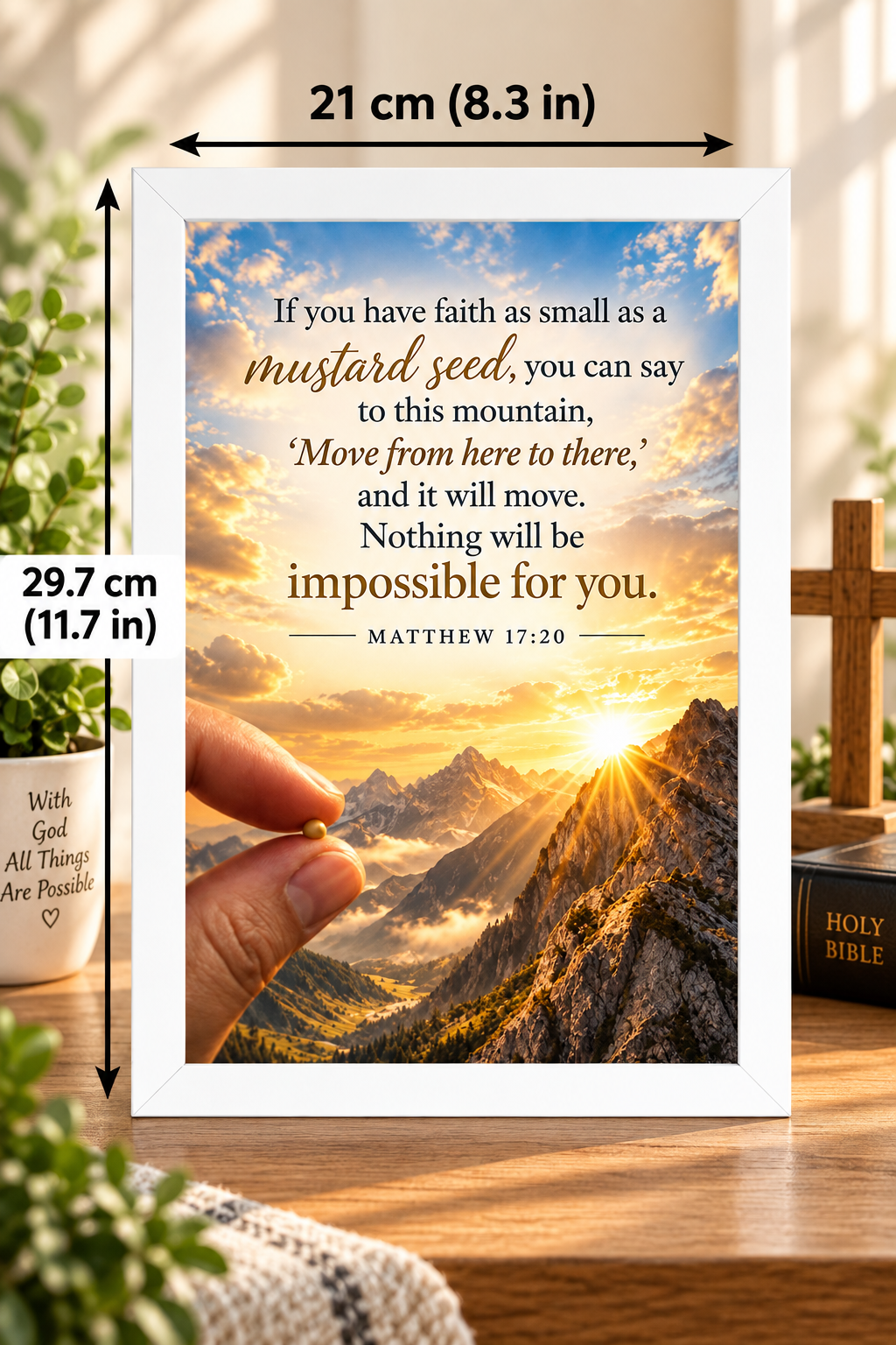 Bible Verse Frame, Matthew 17:20 A4 – Mustard Seed Faith