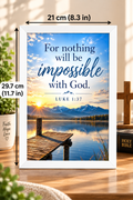 Bible Verse Frame, Luke 1:37 A4 – Nothing Is Impossible