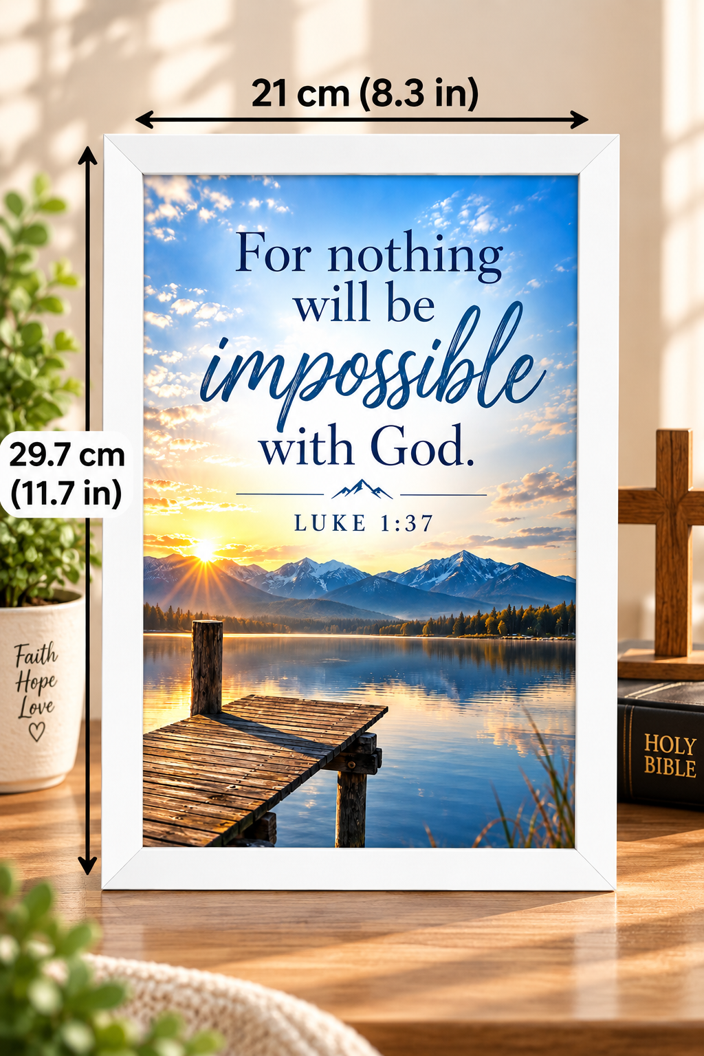 Bible Verse Frame, Luke 1:37 A4 – Nothing Is Impossible