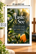 Bible Verse Frame, Psalm 34:8 A4 – Taste & See