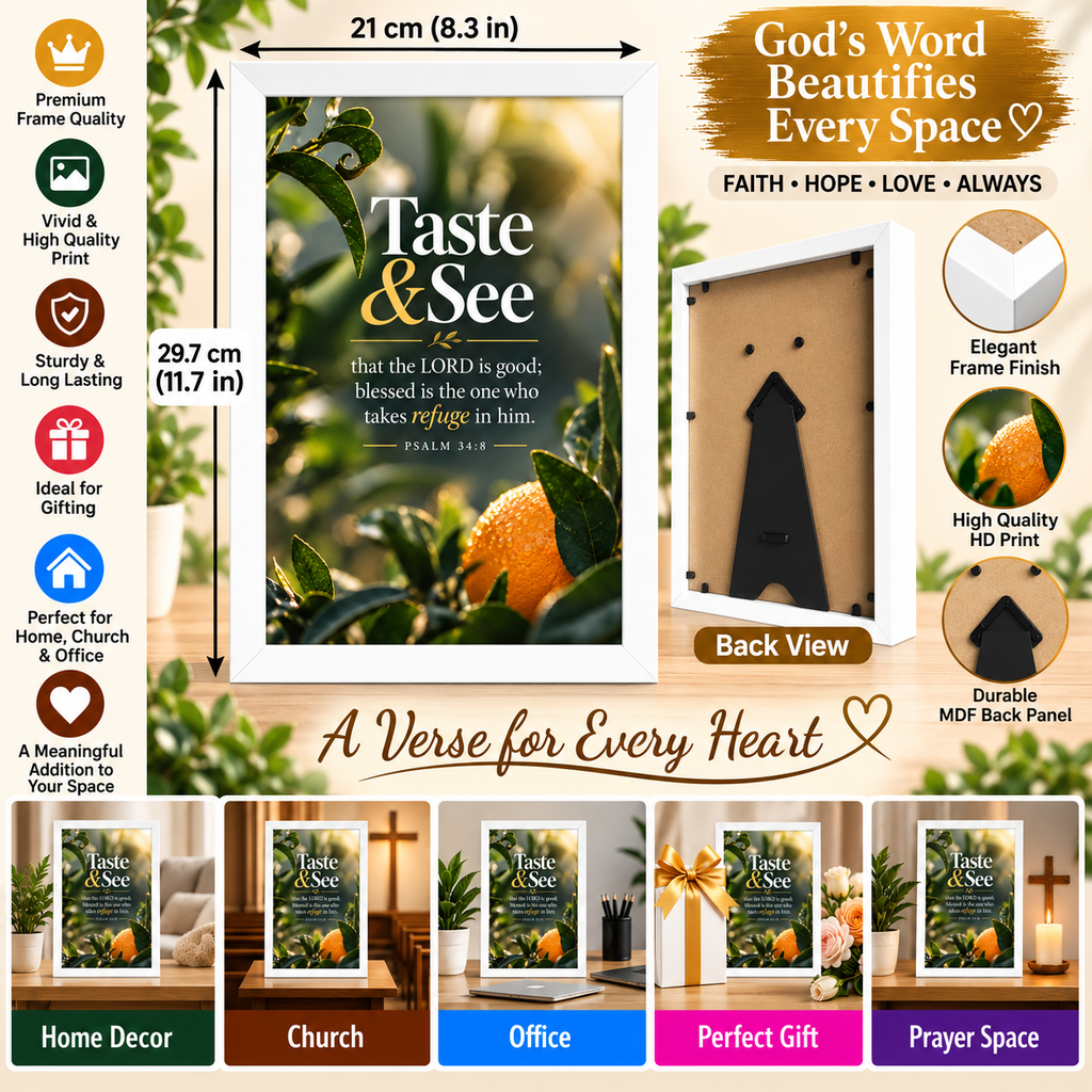 Bible Verse Frame, Psalm 34:8 A4 – Taste & See