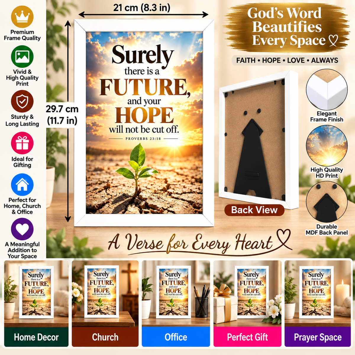 Bible Verse Frame, Proverbs 23:18 A4 – Future & Hope