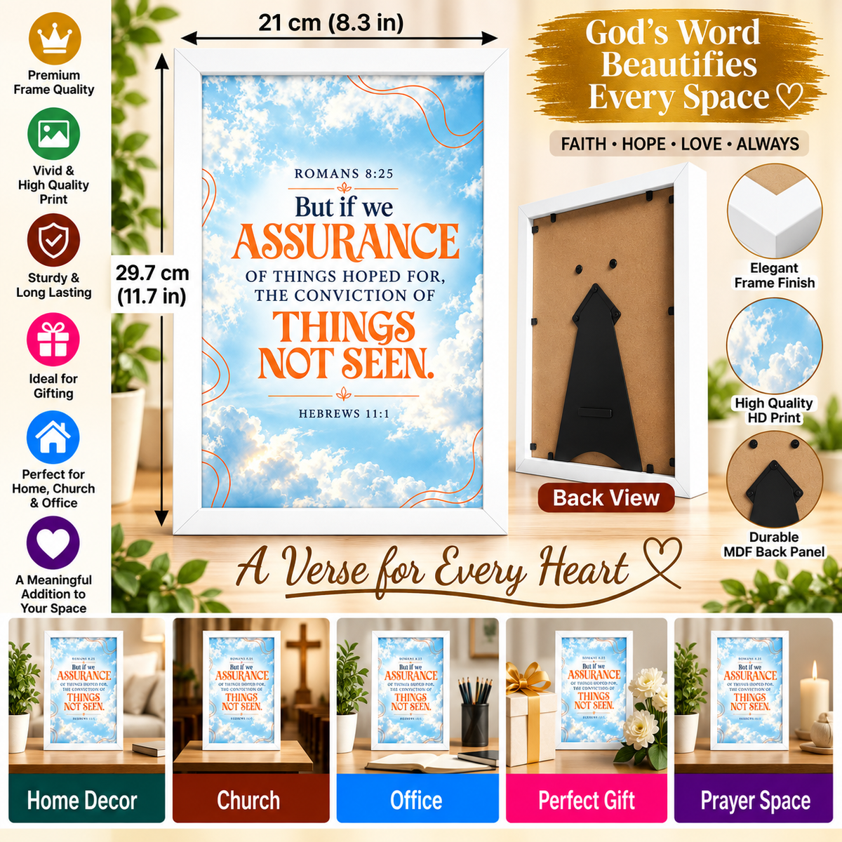 Bible Verse Frame, Hebrews 11:1 A4 – Faith & Assurance
