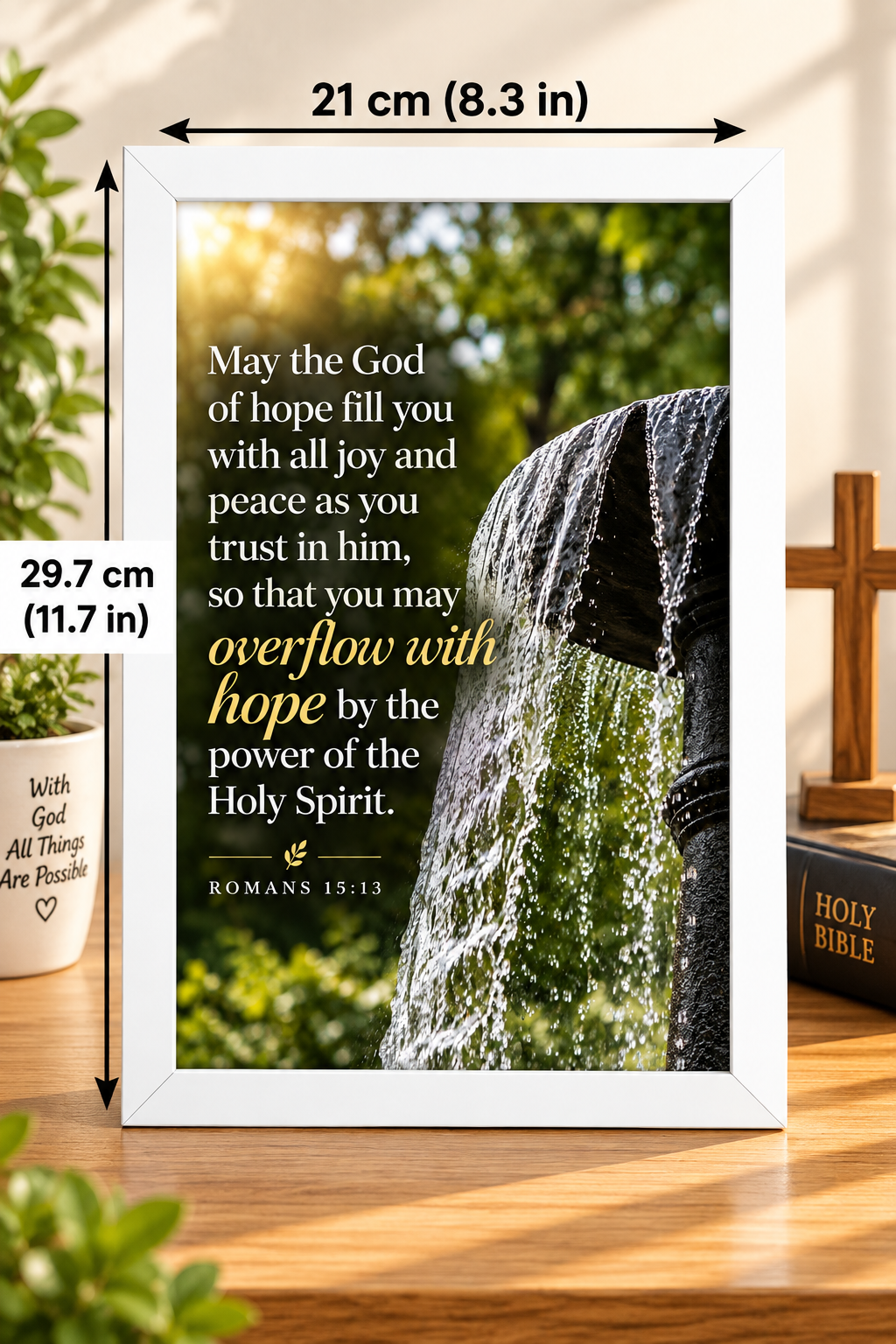 Bible Verse Frame, Romans 15:13 A4 – Overflow With Hope