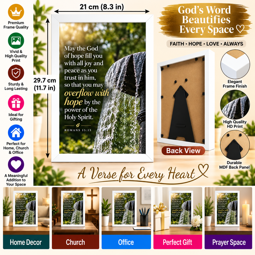 Bible Verse Frame, Romans 15:13 A4 – Overflow With Hope