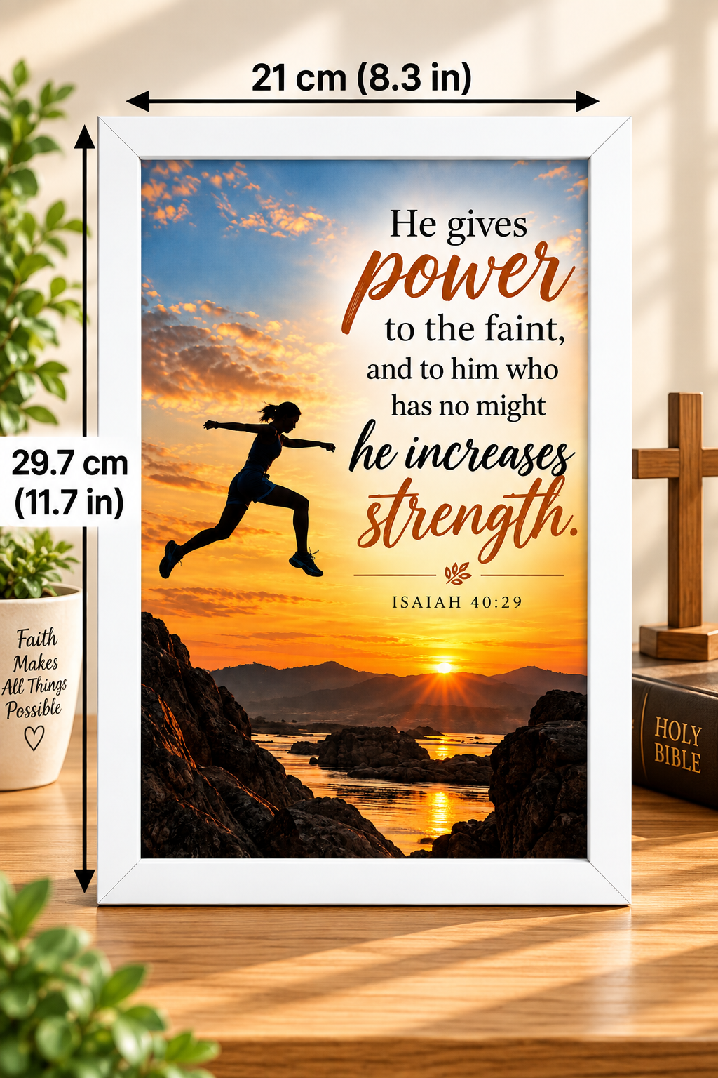 Bible Verse Frame, Isaiah 40:29 A4 – He Gives Power
