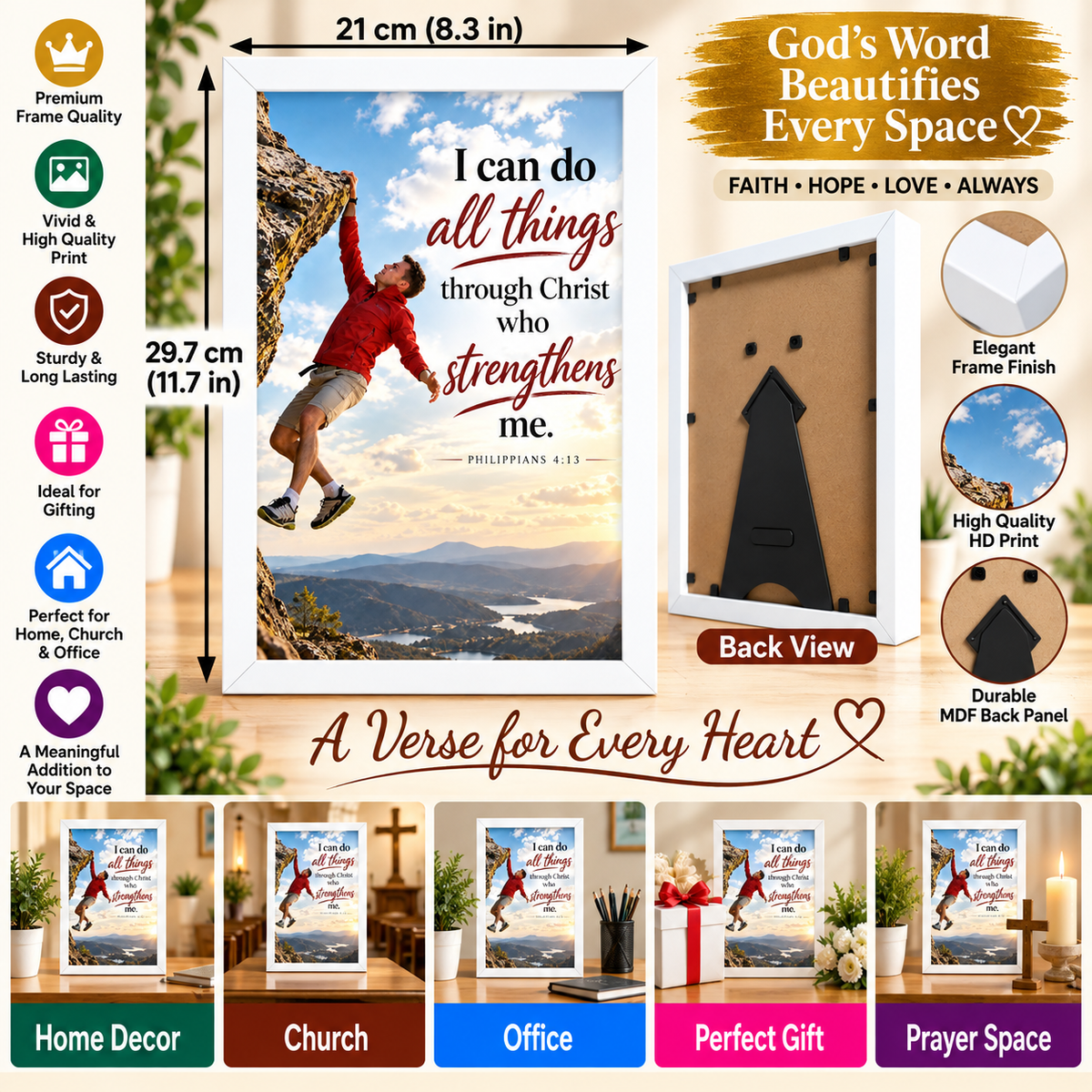 Bible Verse Frame, Philippians 4:13 A4 – I Can Do All Things