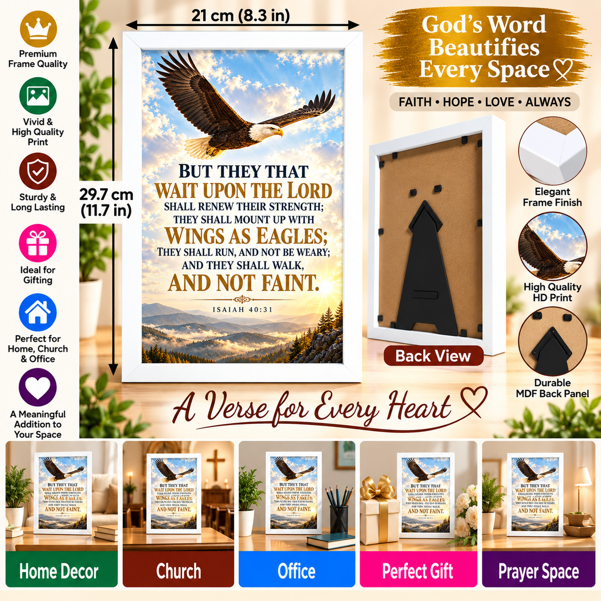 Bible Verse Frame, Isaiah 40:31 A4 – White Frame