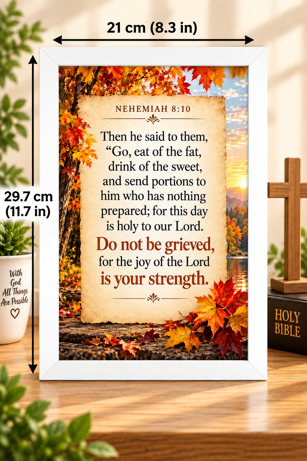 Bible Verse Frame, Nehemiah 8:10 A4 – Joy of the Lord