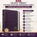 NKJV Giant Print Center-Column Reference Bible Verse Art Cover Collection Genuine Leather Purple Thumb Indexed Red Letter Comfort Print